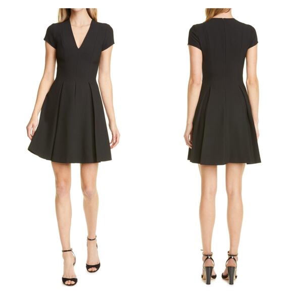 EMPORIO ARMANI V-Neck Fit & Flare Dress LBD 40 Small - Picture 1 of 8